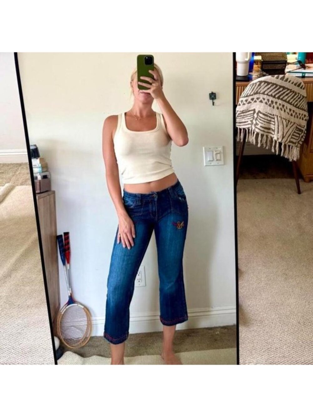 STUDIO X JEANS BLUE LOW WAIST Y2K DENIM CAPRIS WOMENS 29